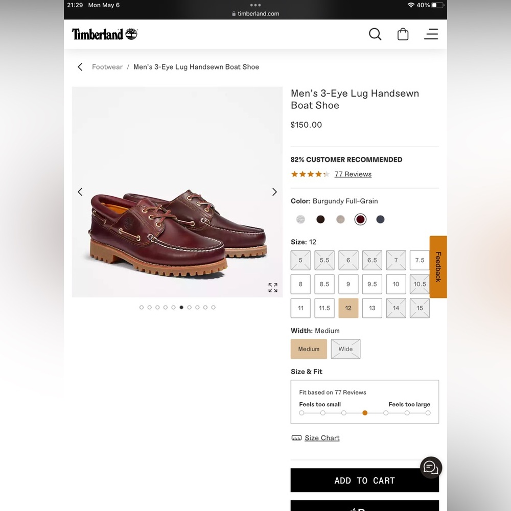 Timberland Unisex 3-Eye Lug Handsewn Boat Shoe